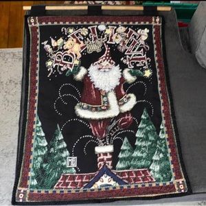 Mary Engelbreit Vintage Christmas Santa Believe Wall Hanging Tapestry - Rare